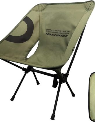 Lightweight Folding Camping Chair for Adults, Heavy Duty 270lbs Capacity Compact Backpacking Hiking Chair – Portable Durable Outdoor Chair with Ergonomic Support (Army Green)