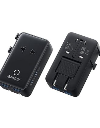 Anker Nano Travel Adapter, 5-Port Power Adapter with 1 AC, 2 USB-A, and 2 USB-C Ports, Smart Temperature Control, Compatible with Over 200 Countries, Ideal for Travel (1-Pack)